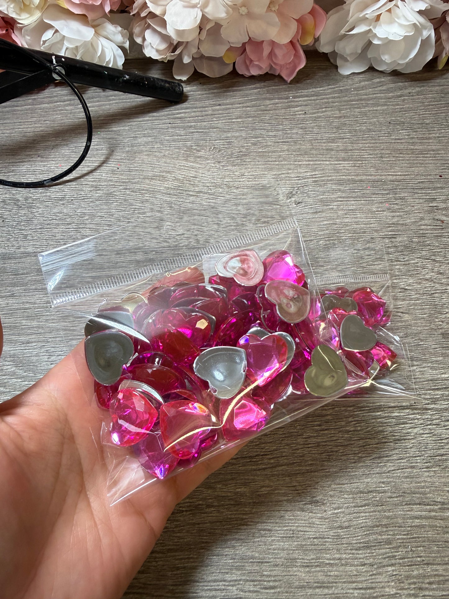 Herz-Schmucksteine in Pink – 1 Beutel – für Resin, DIY & Dekoration