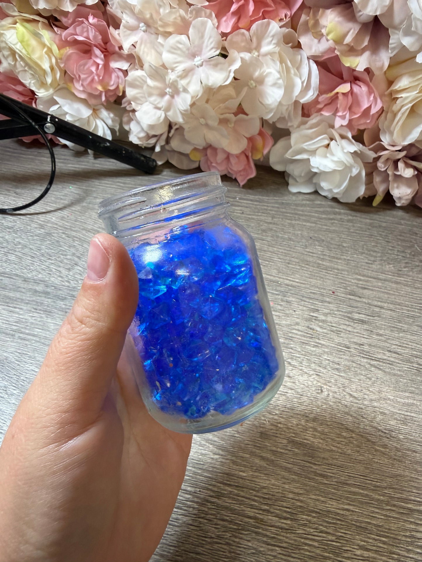 Fake Kristalle / Acrylkristalle Blau – groß – im Glas – für Resin & DIY