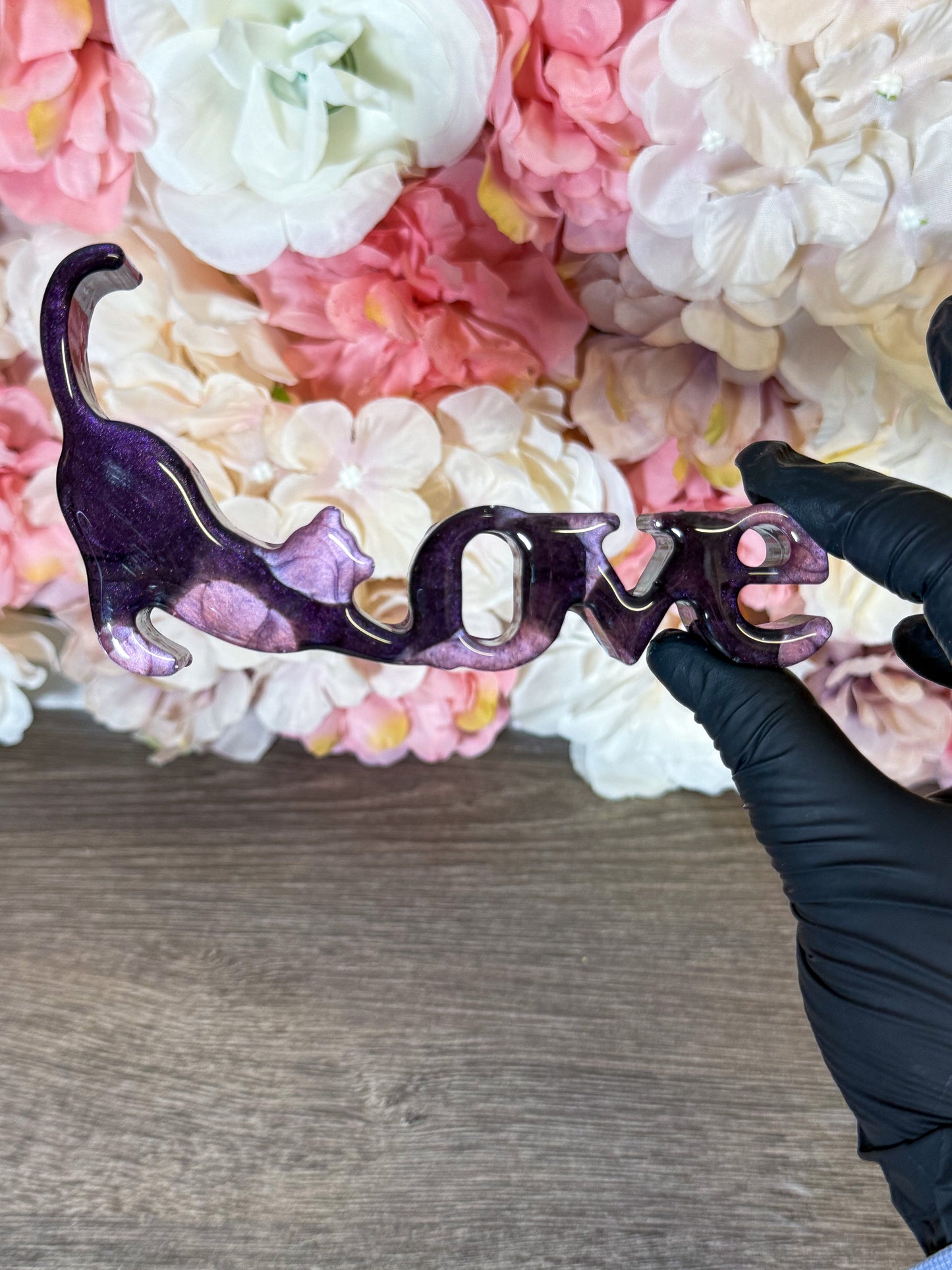 Standschild Love mit Katze