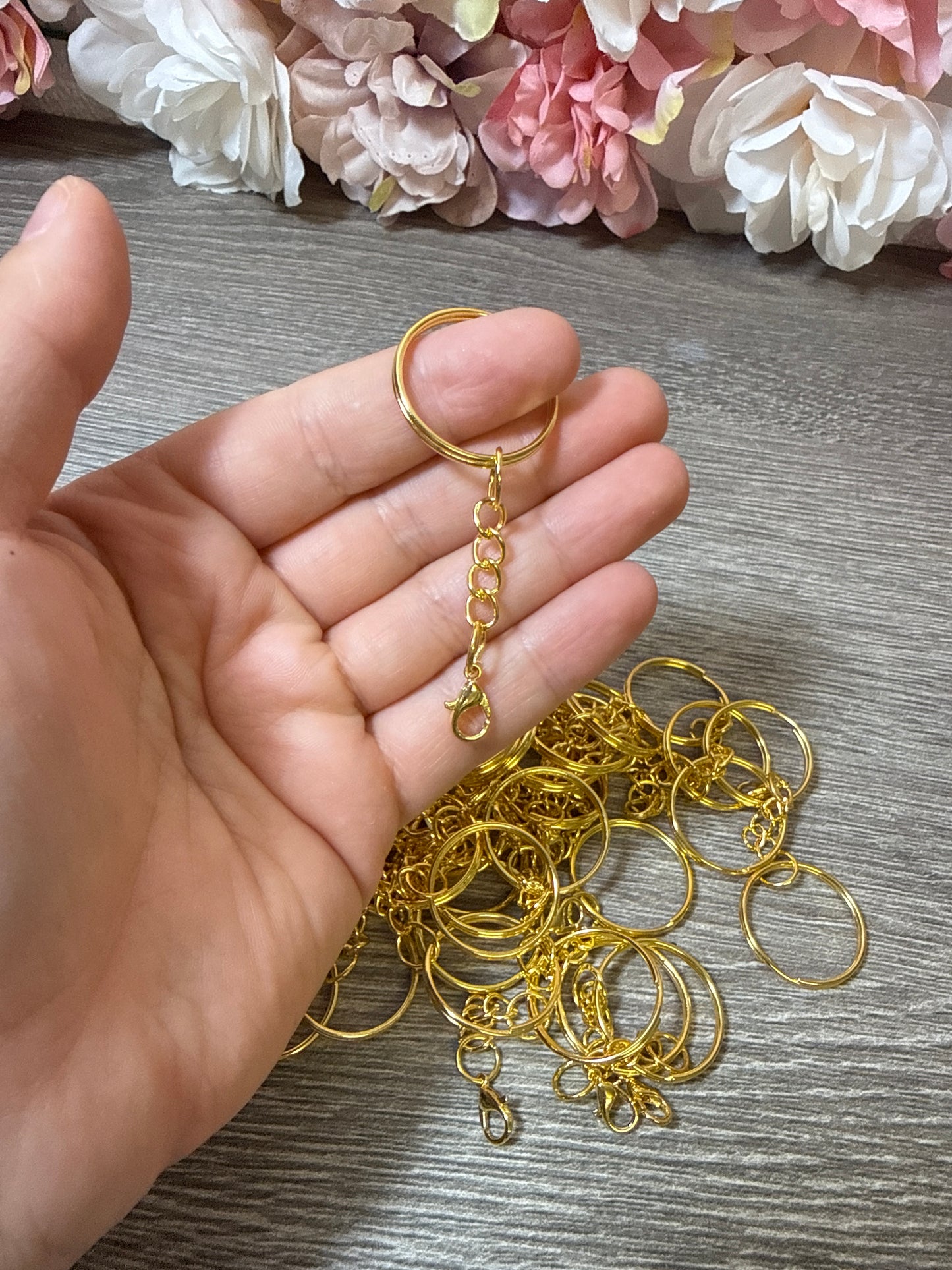 Schlüsselring mit Minikarabiner Gold Stückpreis