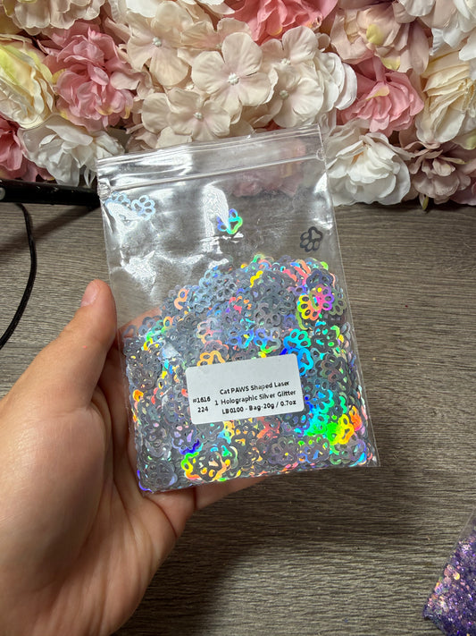 Pfoten Glitter Holographic Silver – neu & OVP