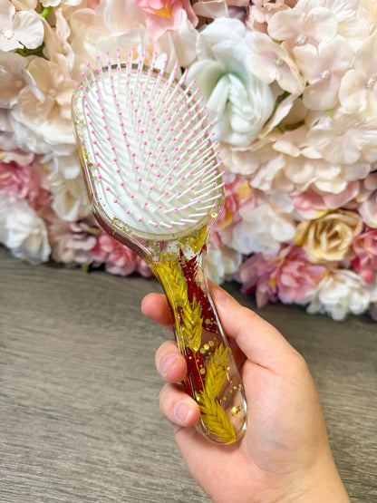 Einzelstück – Haarbürste mit echten, eingearbeiteten Blüten