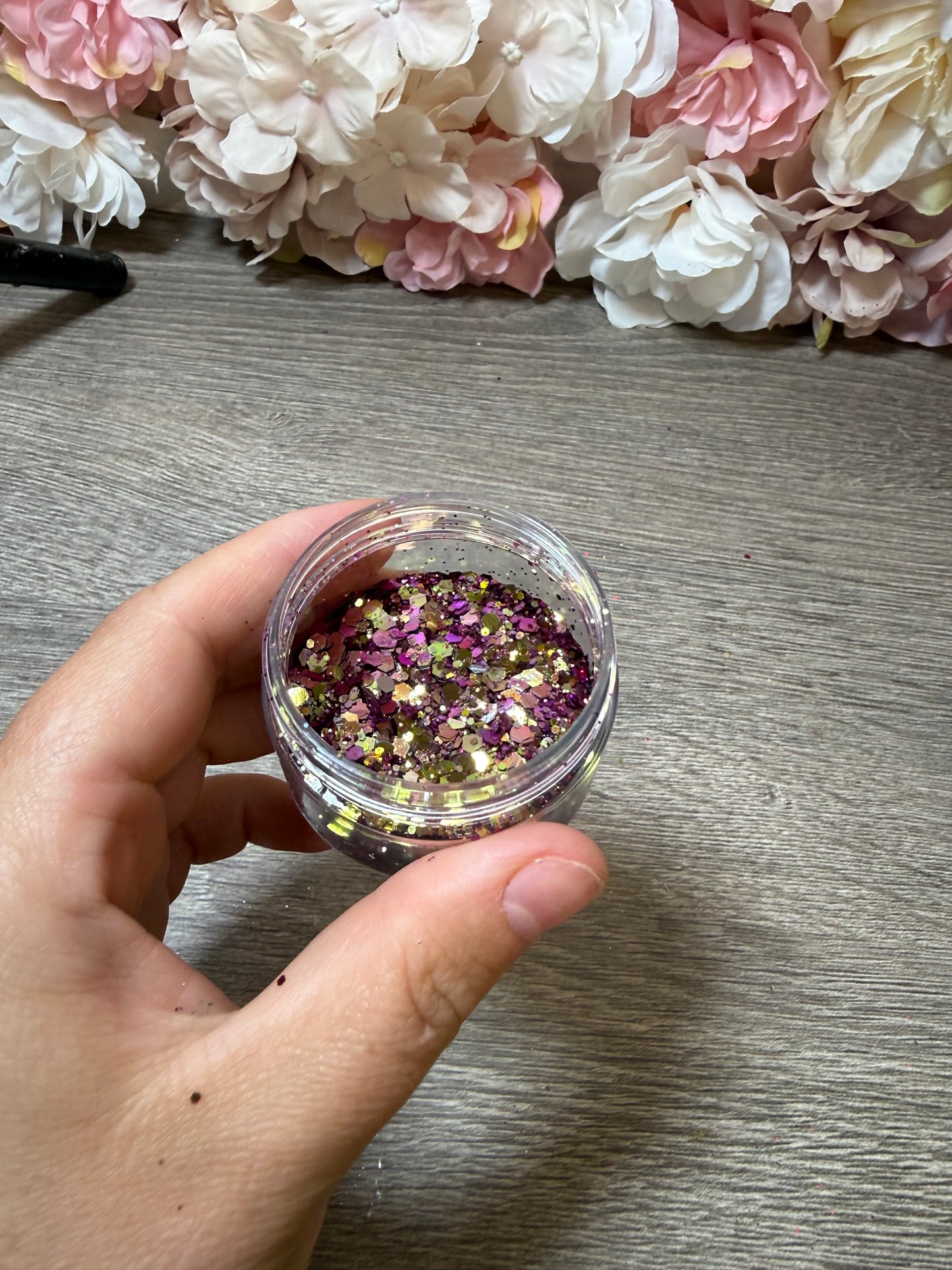 Chunky Glitter Lila-Gold Holo Mix – teilgefüllte Dose