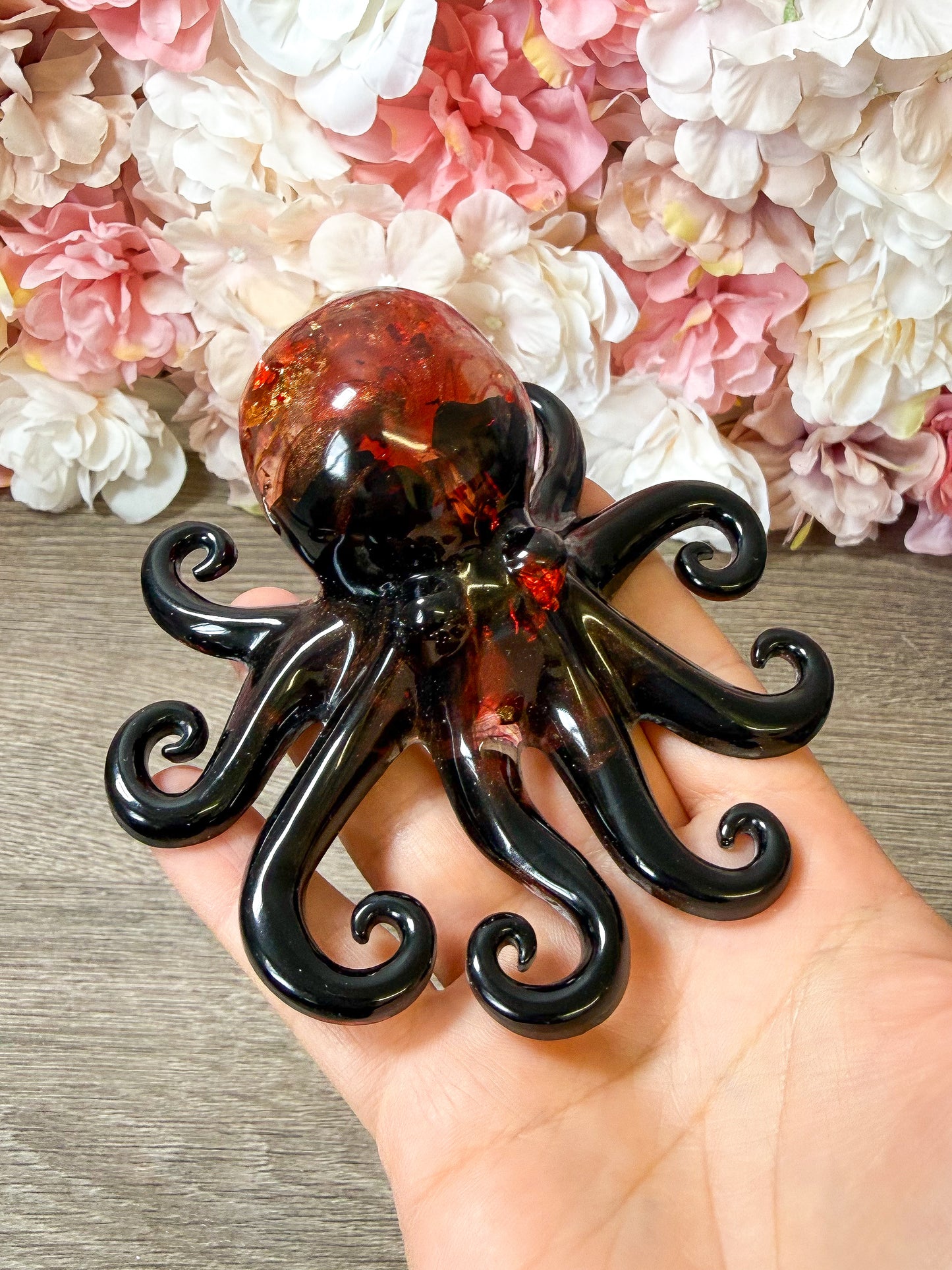 Oktopus Figur aus Epoxidharz – handgefertigte Deko Figur Einzelstück