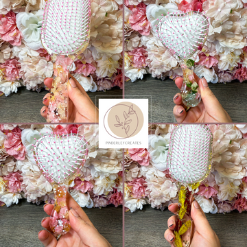 Haarbürste mit echten Hortensien in verschiedenen Designs