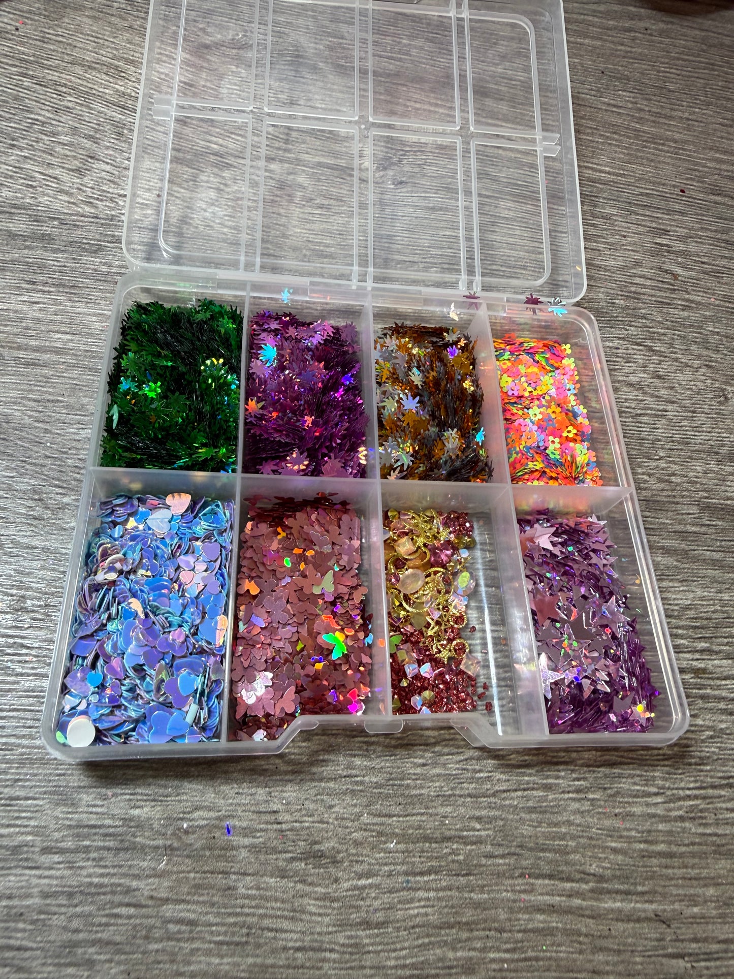 Große Deko-Box für Resin – Shapes, Weed-Glitzer & Pailletten Mix inkl. Sortierbox