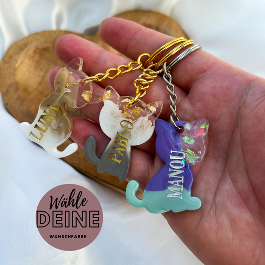 Personalisierter Schlüsselanhänger "Katze"aus Resin