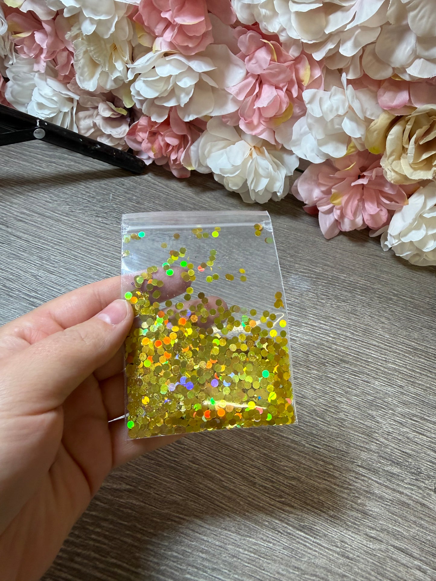Holografischer Glitter Gold – große Punkte – ca. 5–6 g – neu