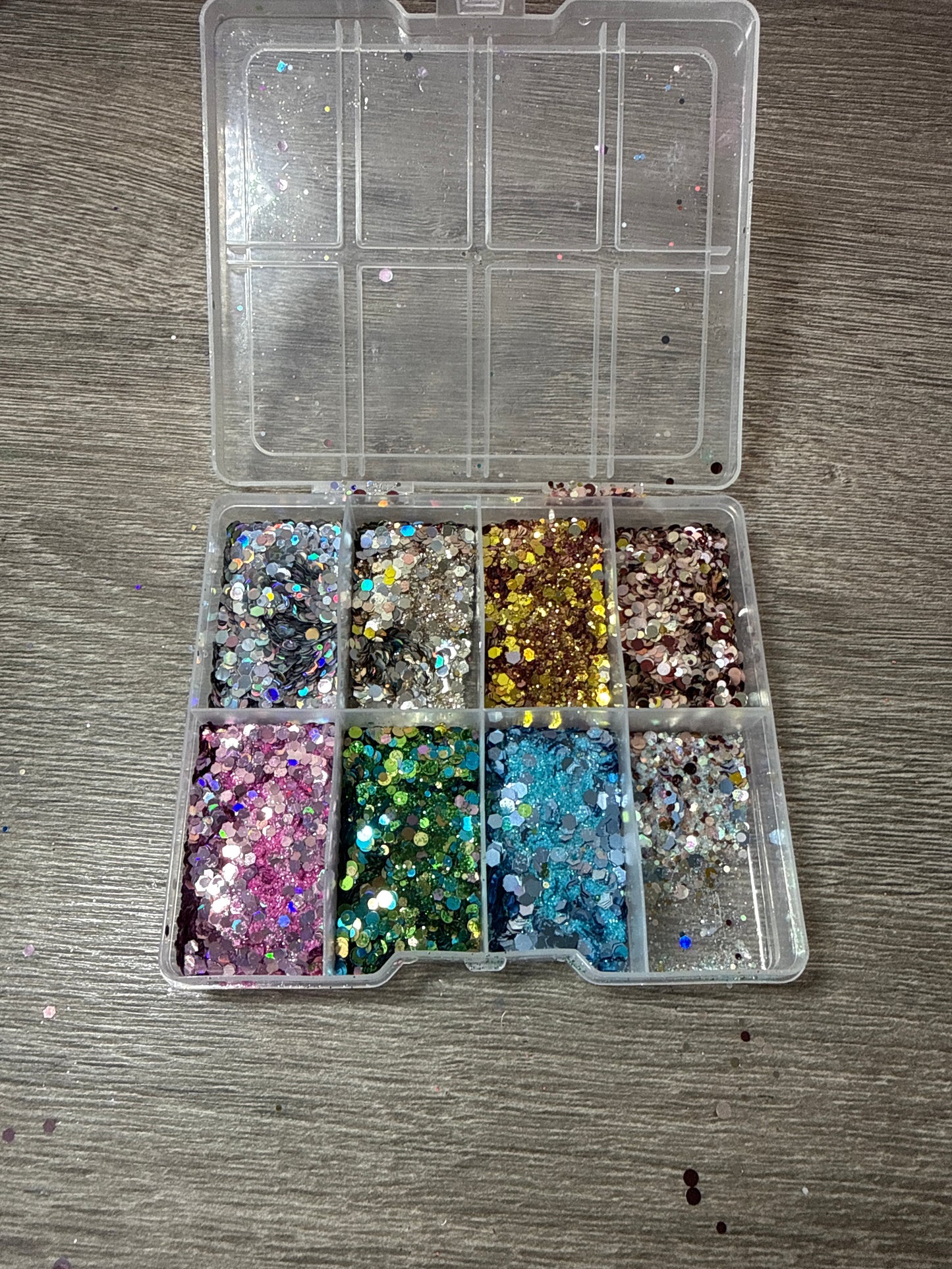 Glitter-Palette Metallic & Holo – 8 große Fächer – selbst zusammengestellt