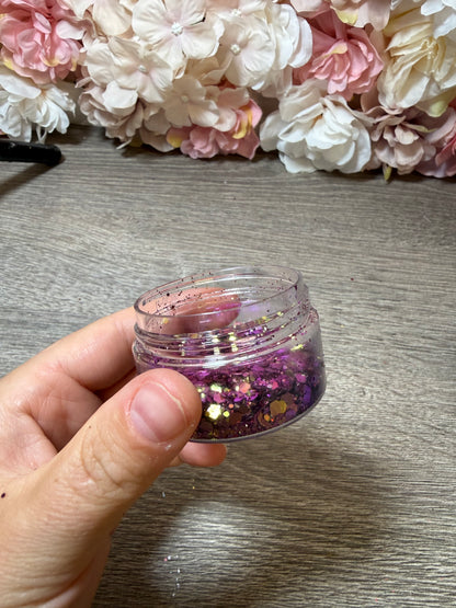 Chunky Glitter Lila-Gold Holo Mix – teilgefüllte Dose