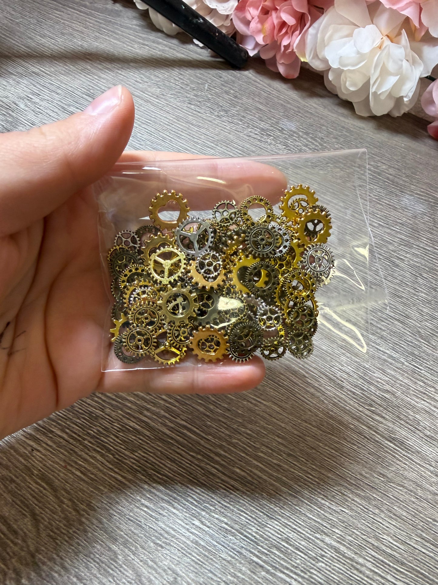 Steampunk Zahnräder Mix – Metall Einleger – Gold Bronze Silber
