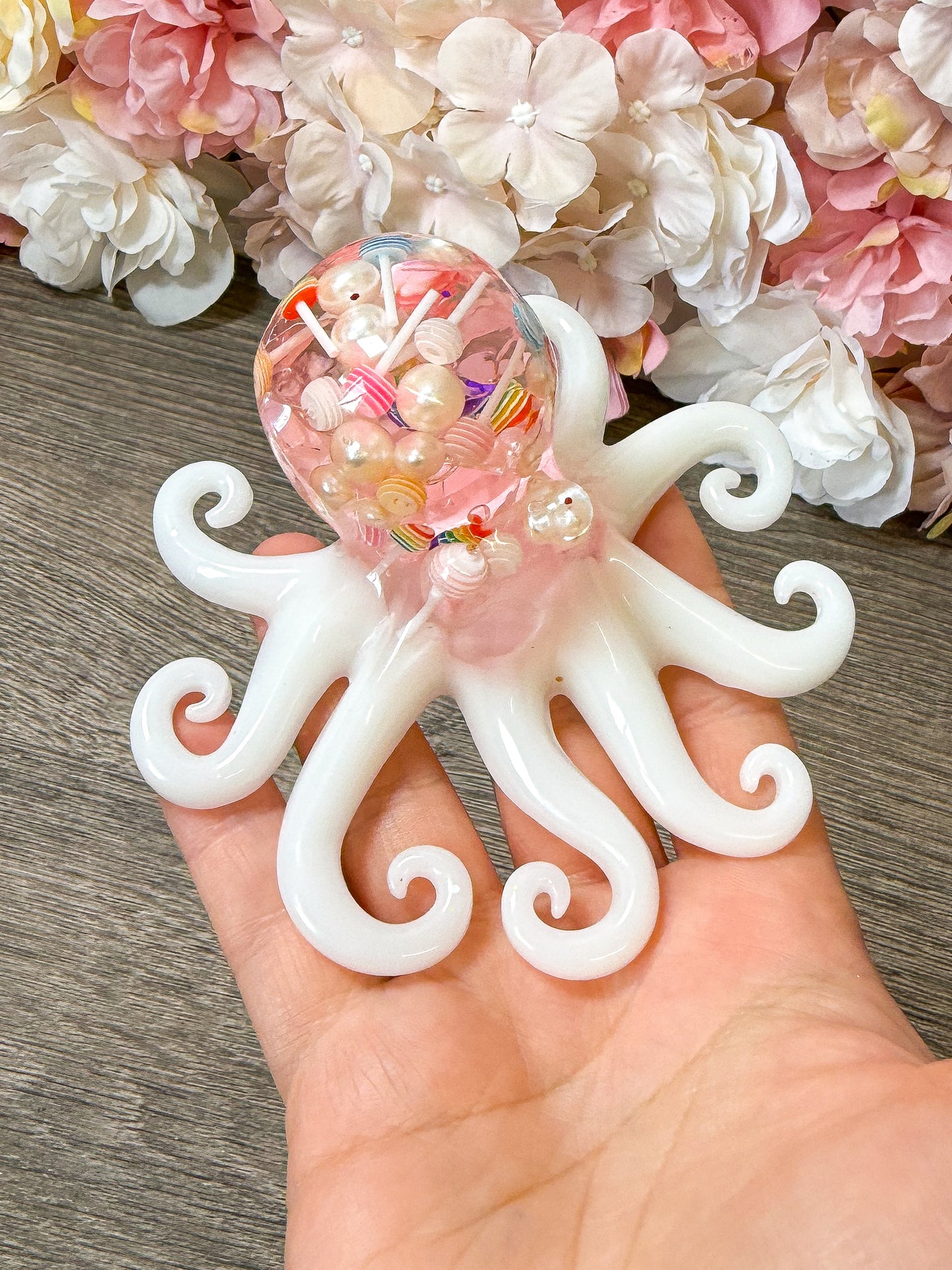 Oktopus Figur aus Epoxidharz – handgefertigte Deko Figur Einzelstück