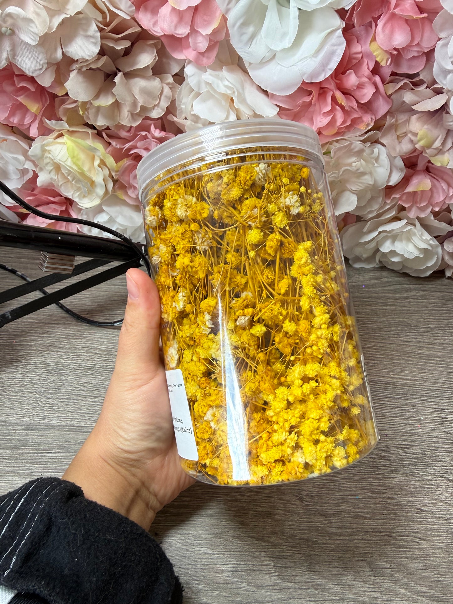 Große Dose Schleierkraut Gelb – prall gefüllt – Resin Deko