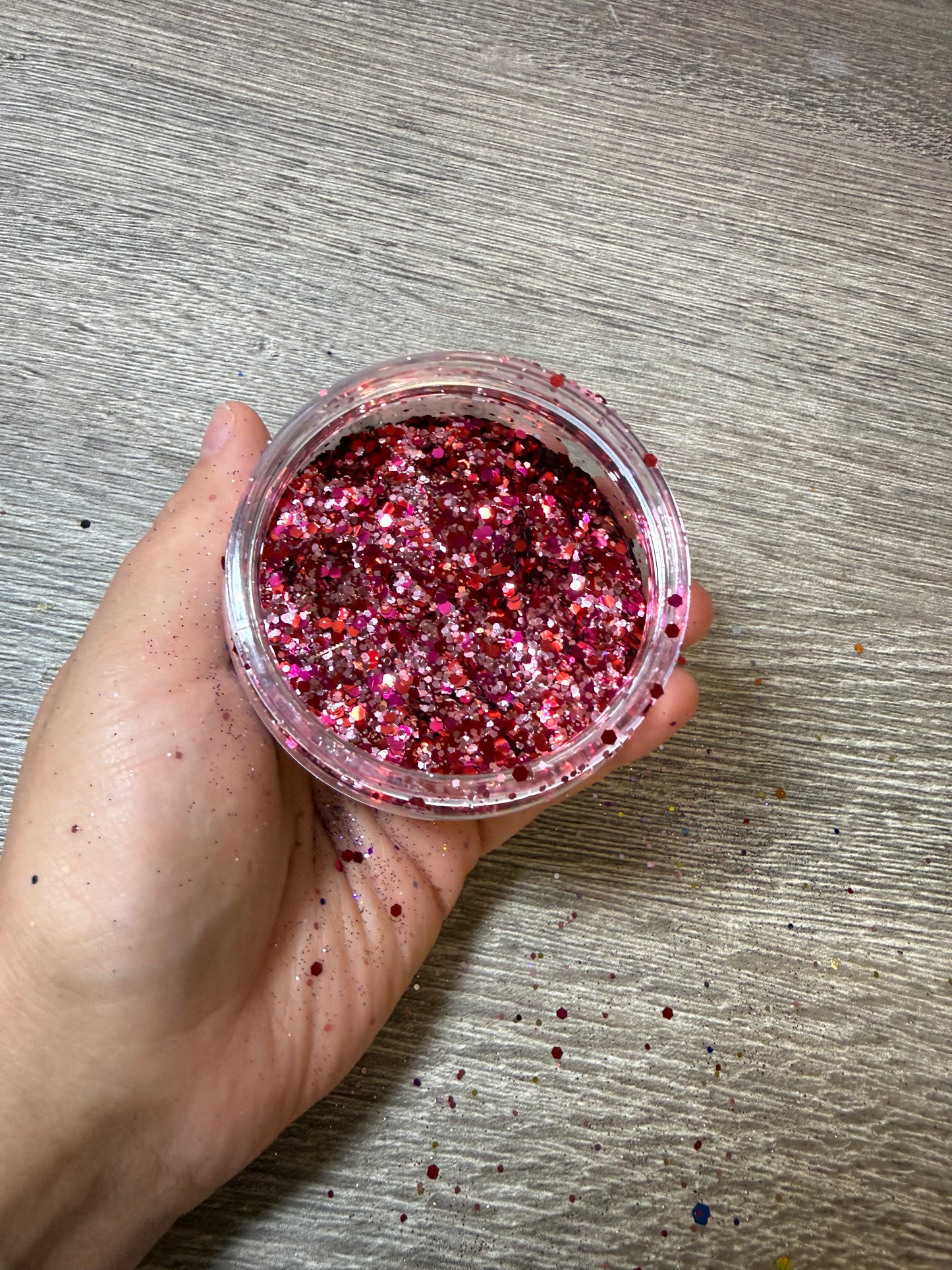 Handgemixter Glitzer-Mix Pink Rot Holo – Unikat