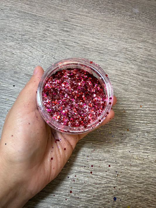 Handgemixter Glitzer-Mix Pink Rot Holo – Unikat