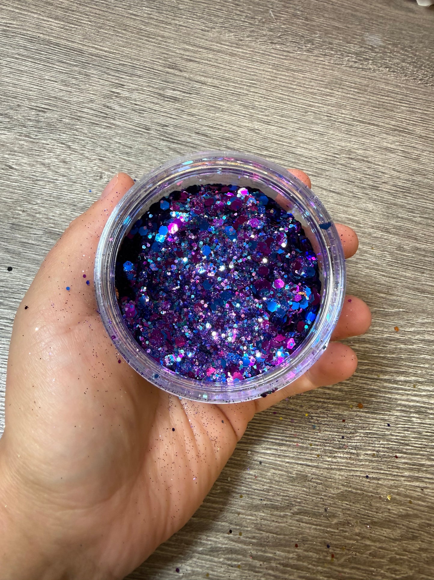 Handgemixter Glitzer-Mix Lila Blau Holo – Unikat