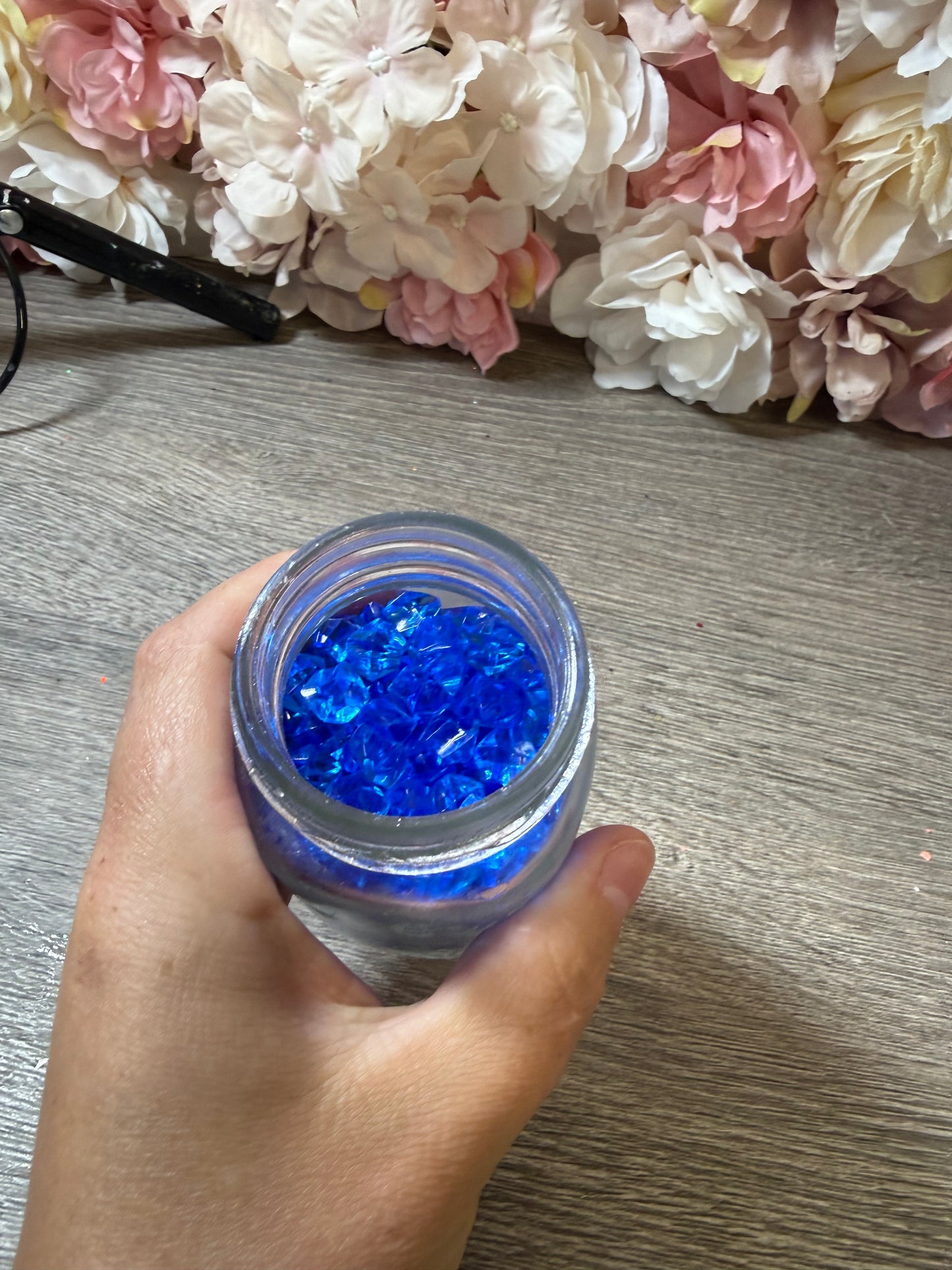 Fake Kristalle / Acrylkristalle Blau – groß – im Glas – für Resin & DIY