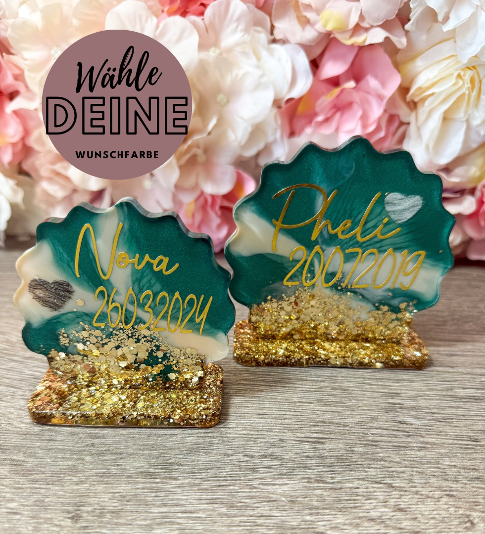 Geode-Erinnerungsstück mit Tierfell – personalisiertes Tierandenken aus Resin