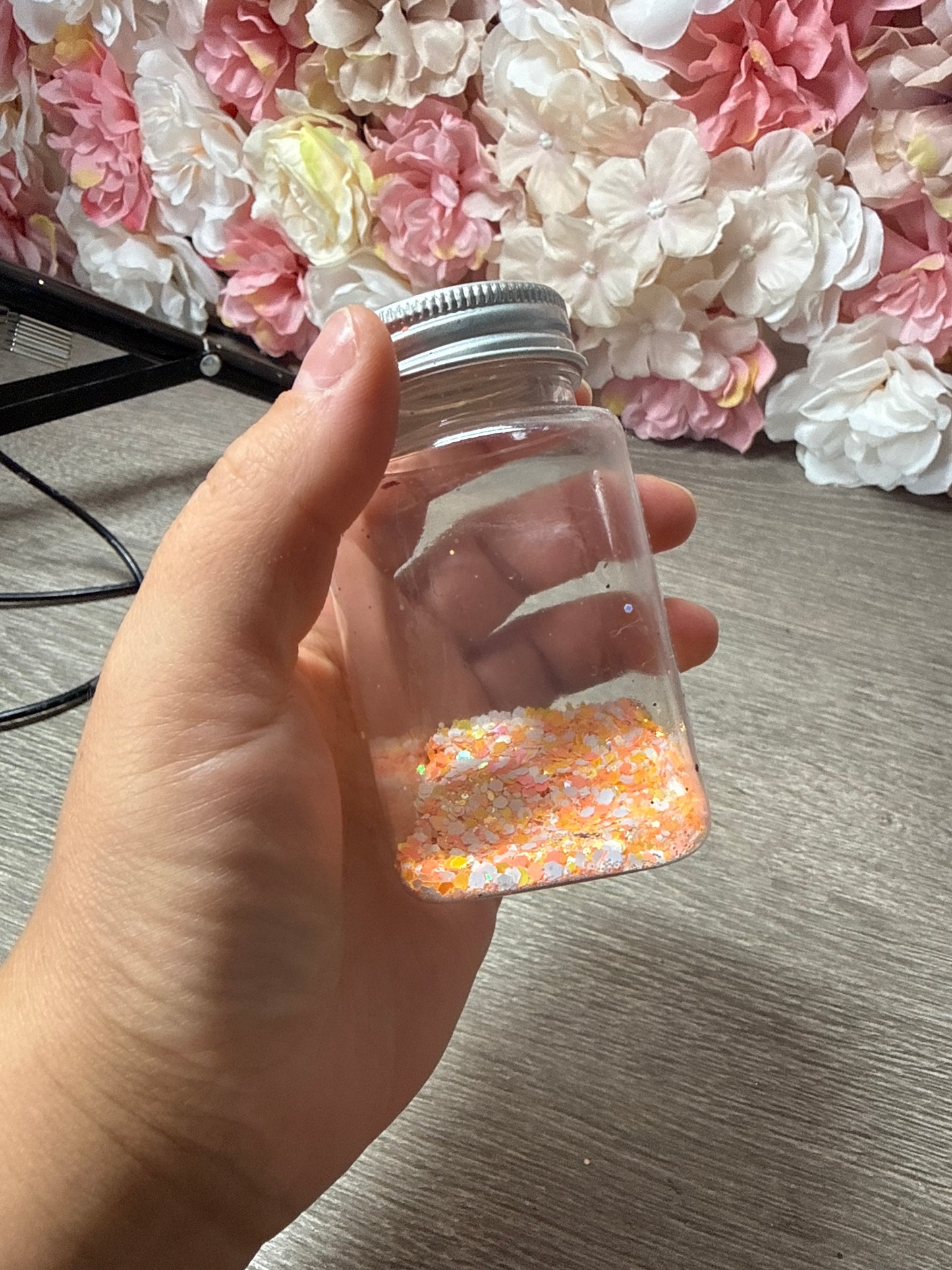 Chunky Glittermix Orange & Weiß – selbst abgefüllt
