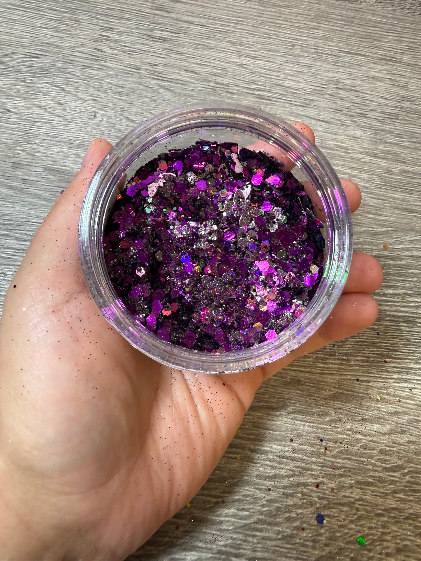 Handgemixter Glitzer-Mix Amethyst Lila Holo – Unikat