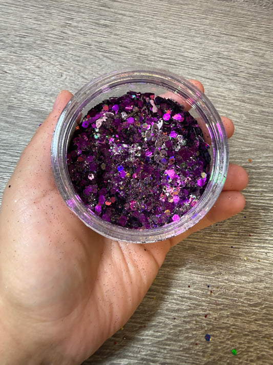 Handgemixter Glitzer-Mix Amethyst Lila Holo – Unikat