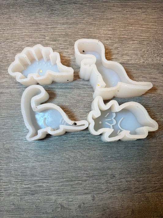 4er-Set Dinosaurier Silikonformen – gebraucht (matt)