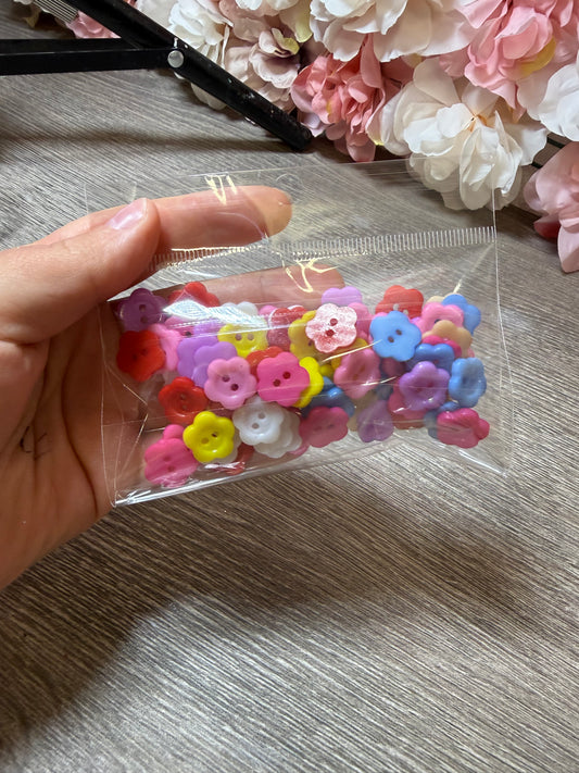 Bunte Blumenknöpfe Mix – verschiedene Farben – Bastelzubehör