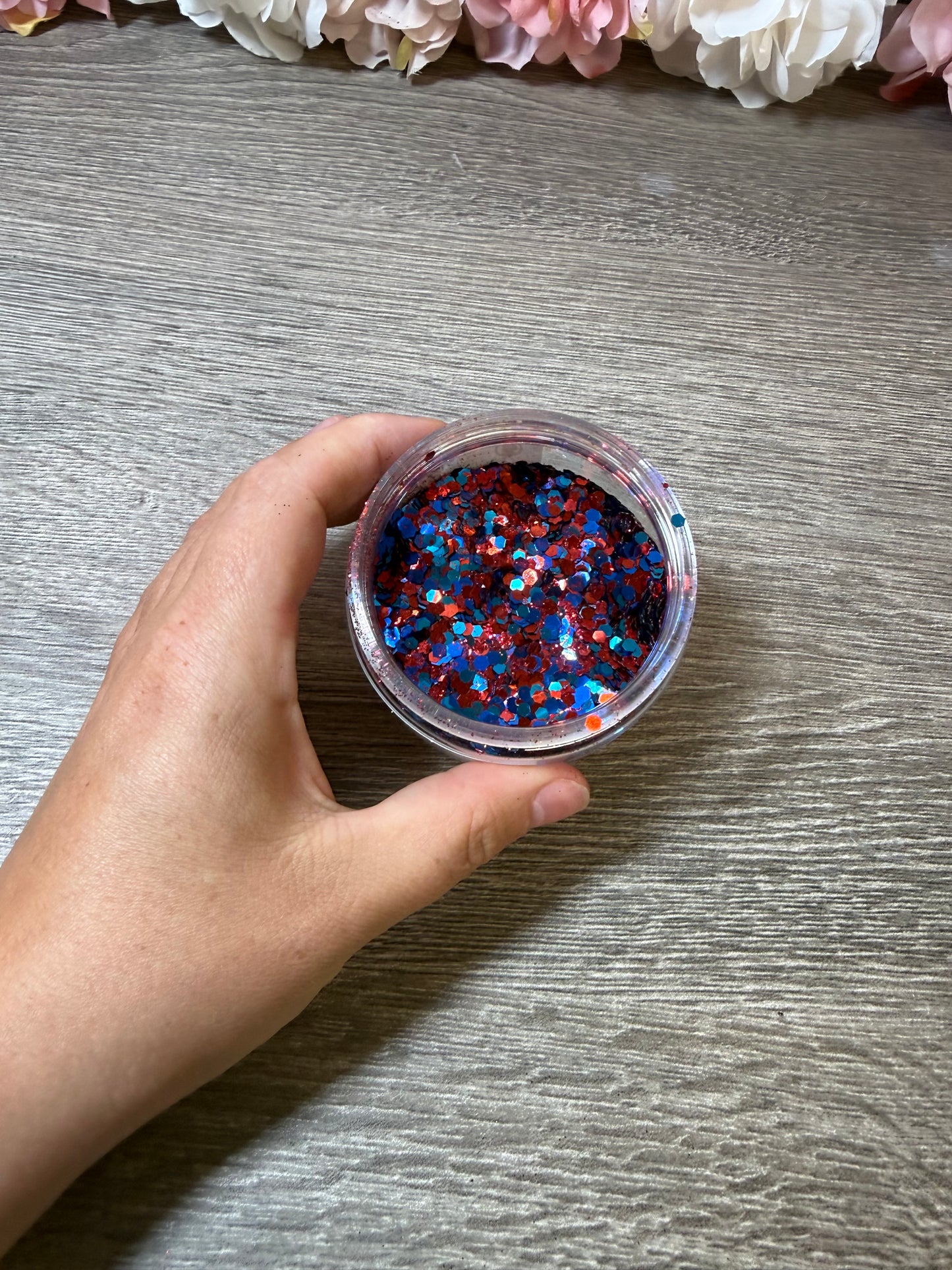 Handgemixte Glitzermischung Rot Blau für Resin Epoxidharz Unikat