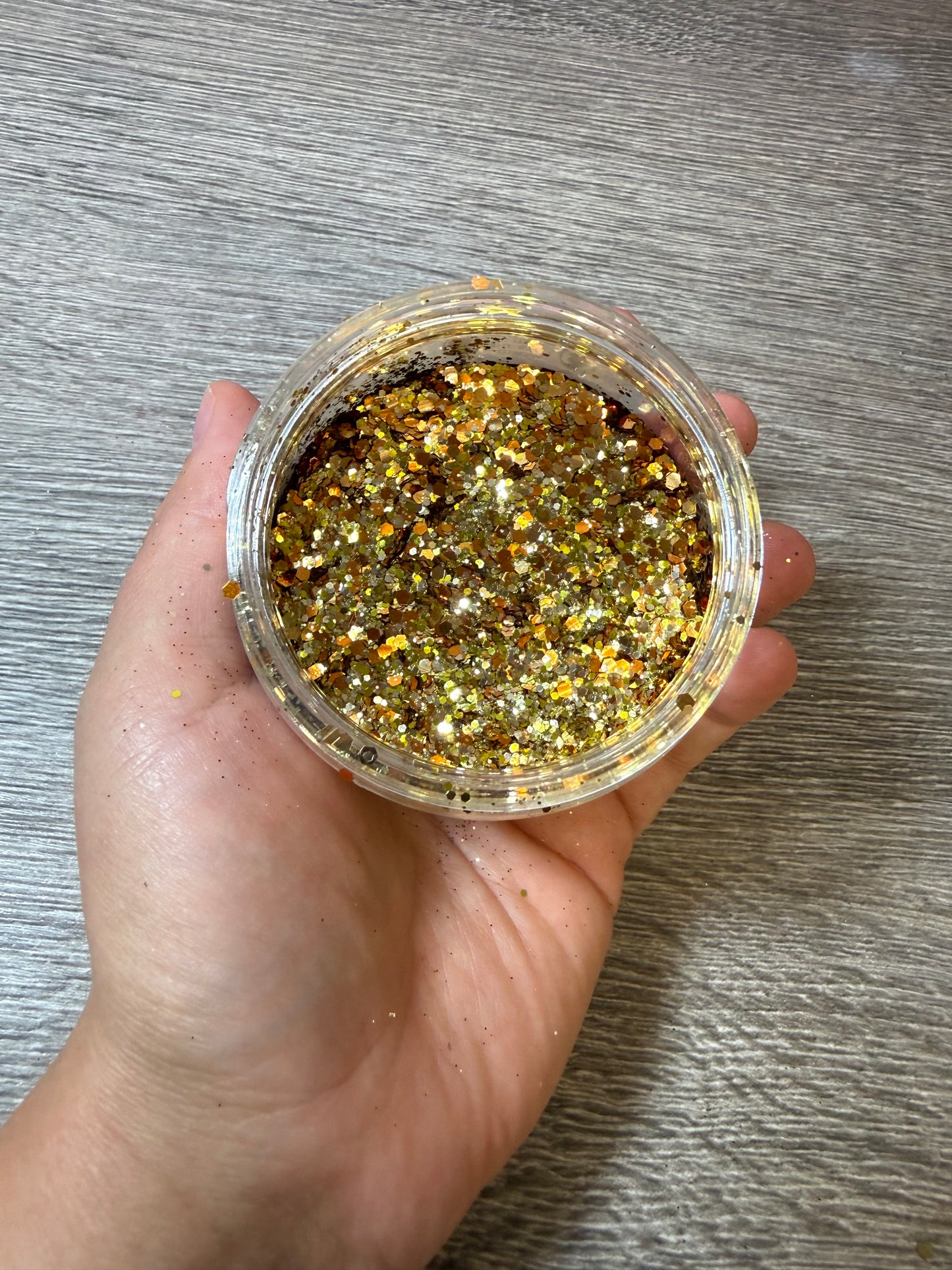 Handgemixter Glitzer-Mix Gold Champagner Holo – Unikat