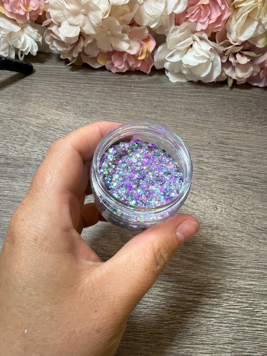 Lila Holo Glitter Mix – teilgefüllte Dose