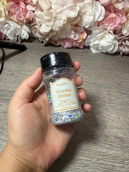 Chunky Glitter Silber – halb voll
