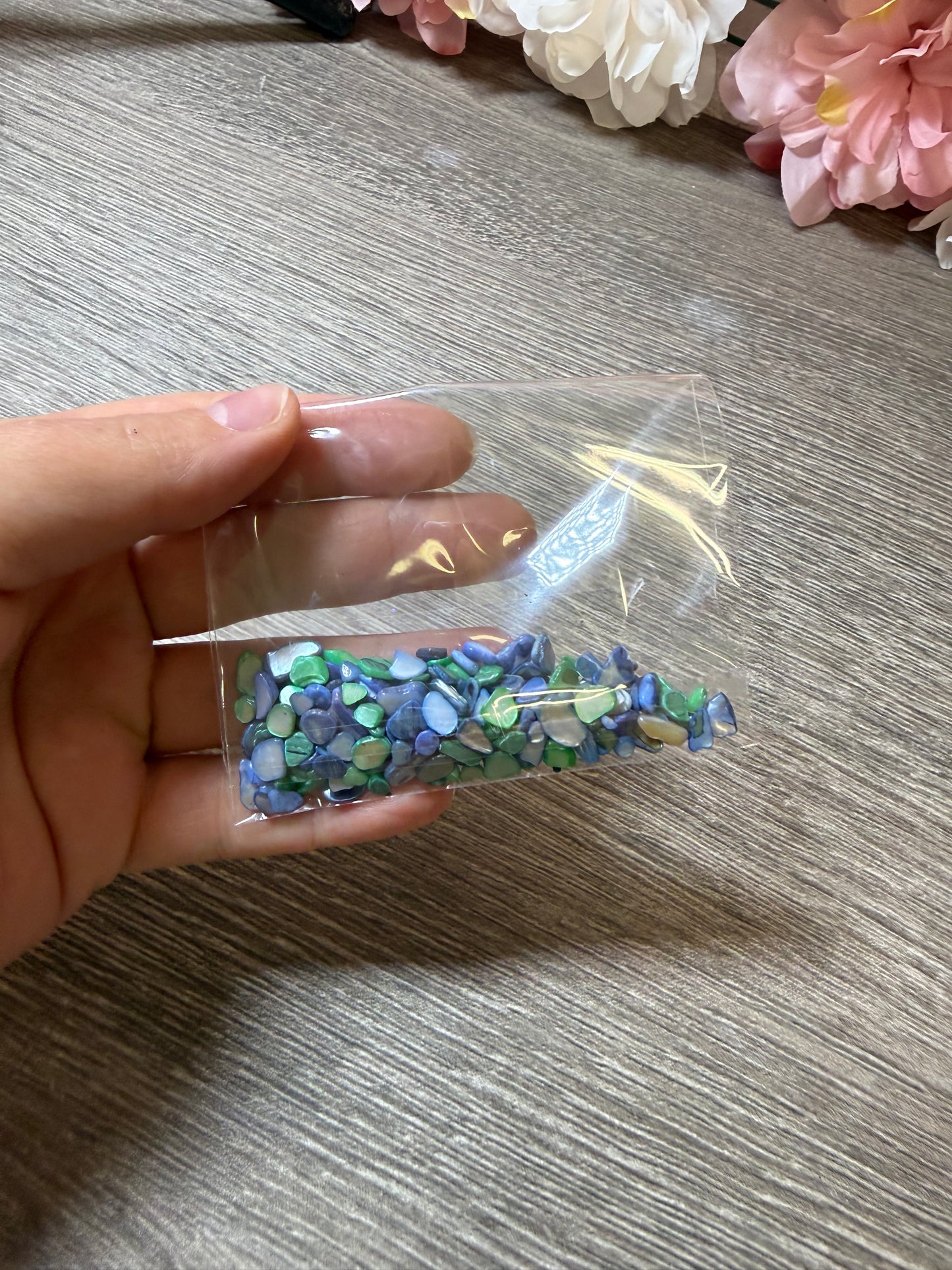 Muschelsplitter Blau-Grün – Perlmutt Einleger für Resin Art