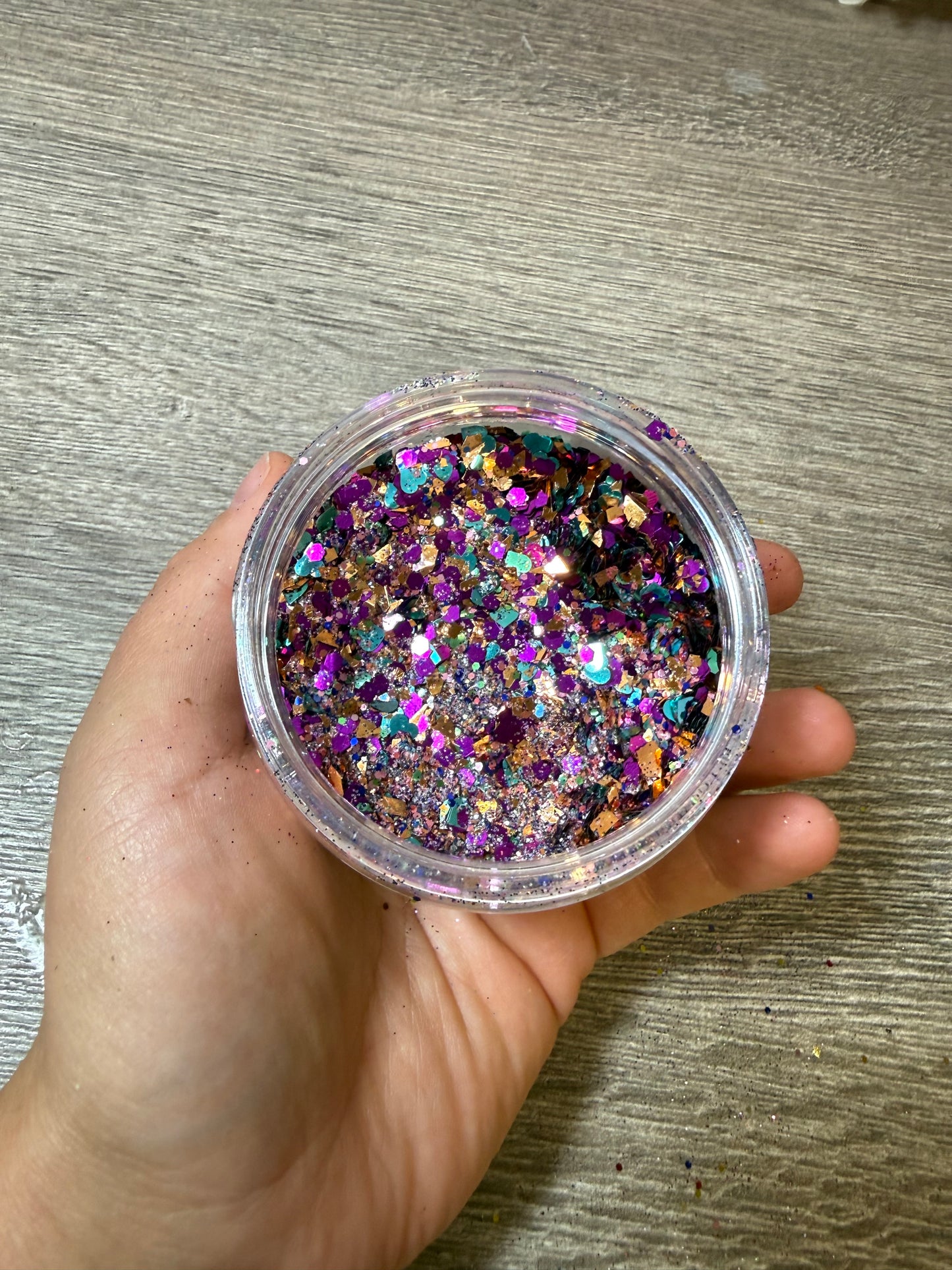 Handgemixter Glitzer-Mix Galaxy Lila Türkis Holo – Unikat