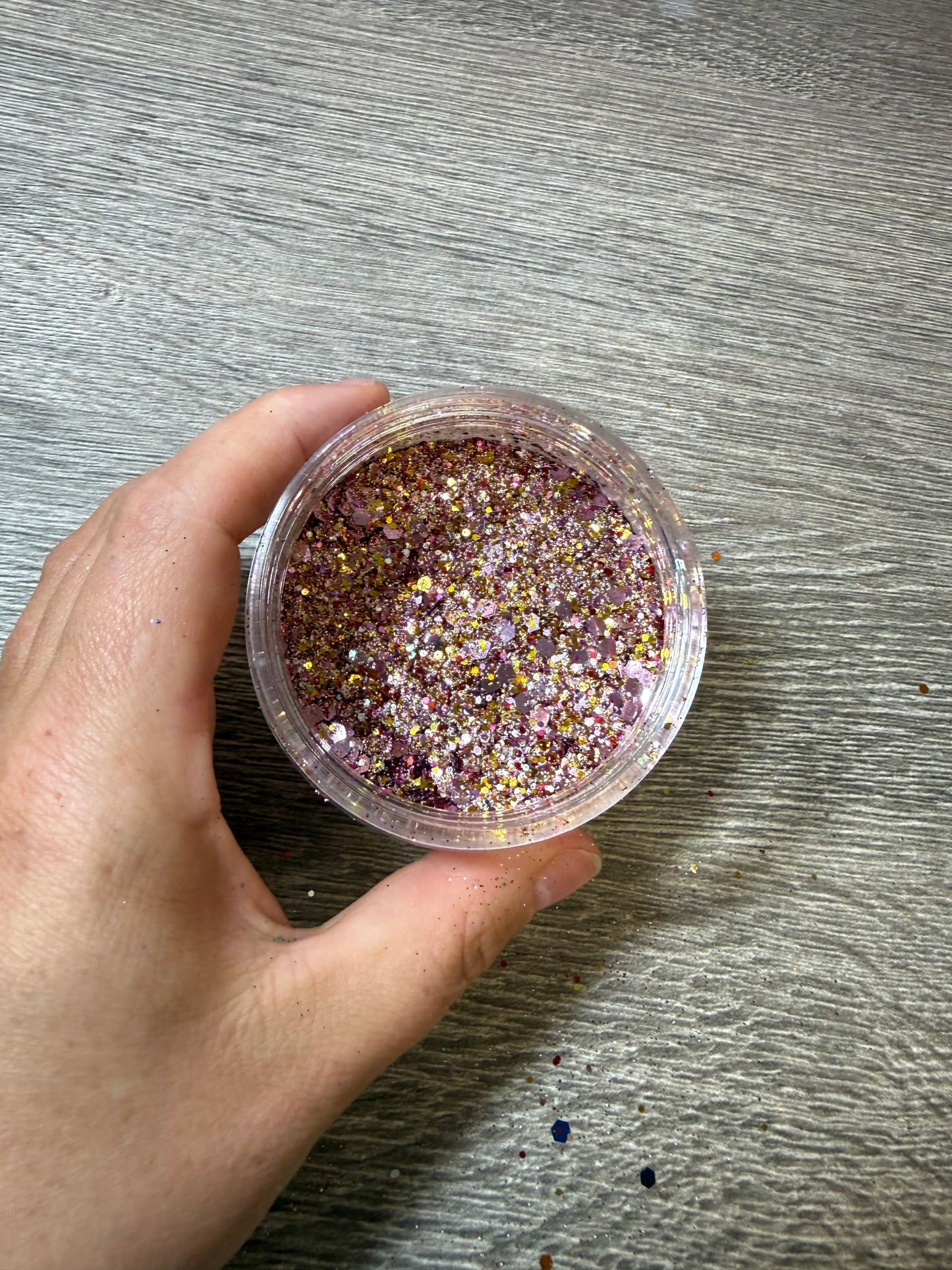 Handgemixter Glitzer-Mix Rosa Roségold Gold Holo – Unikat