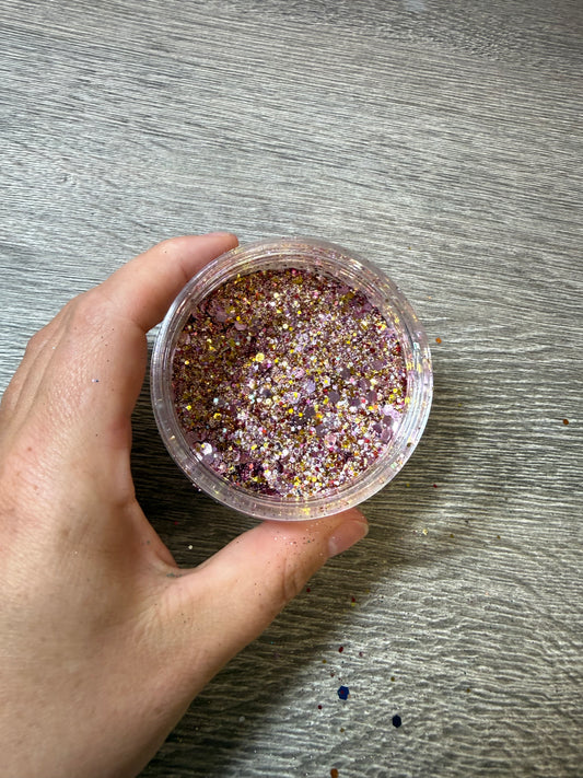 Handgemixter Glitzer-Mix Rosa Roségold Gold Holo – Unikat