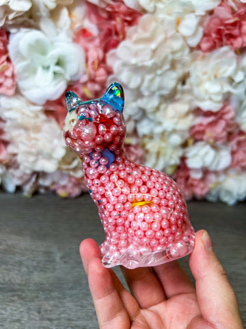 Figur "Perlenkatze" mit Knöpfen