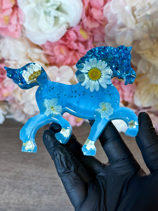 2D-Figur Pferd mit echten Blüten