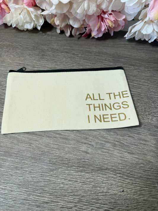 kleine Kosmetiktasche mit Print all the things i need