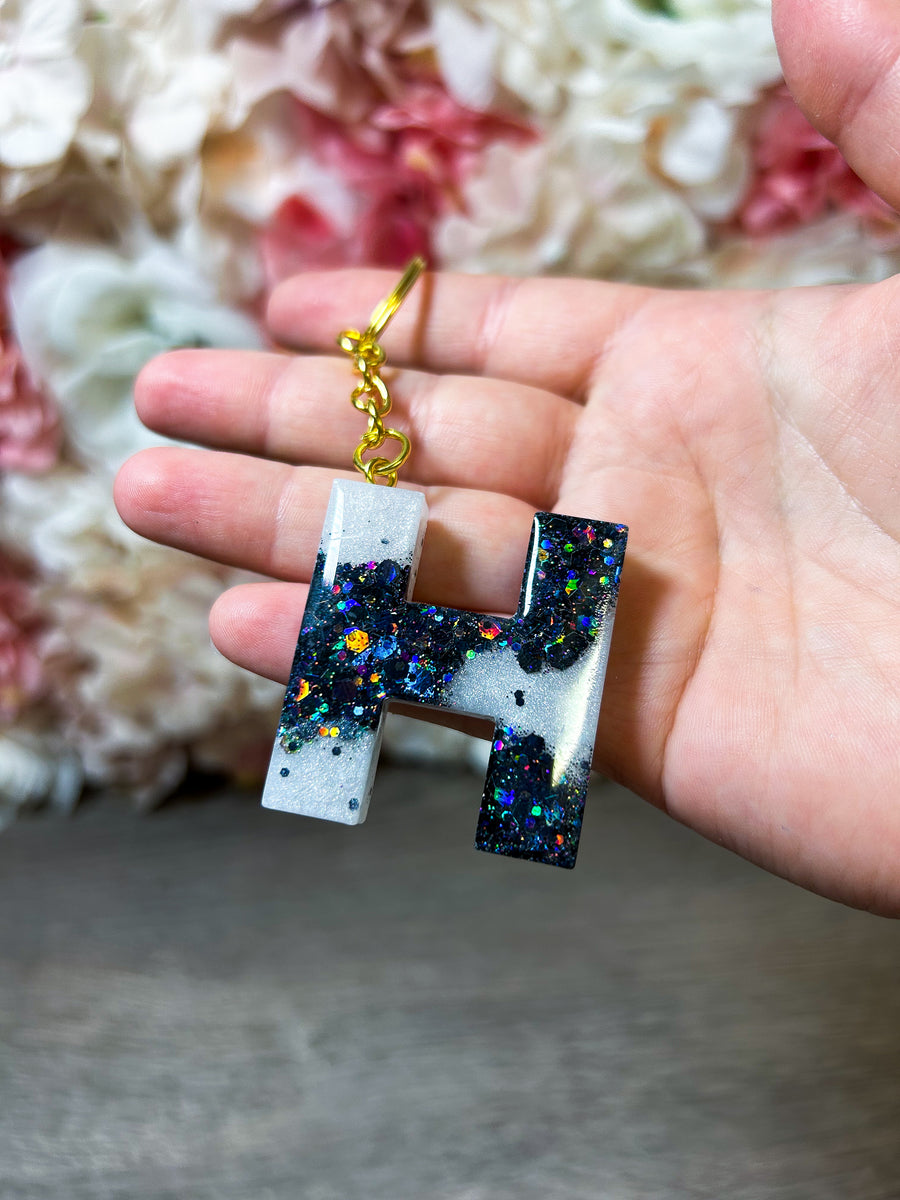 Schlüsselanhänger "Buchstabe" im Glitzer-Design