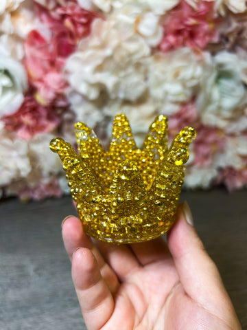 Schmuckschale / Teelichthalter kleine Krone mit goldenen Perlen