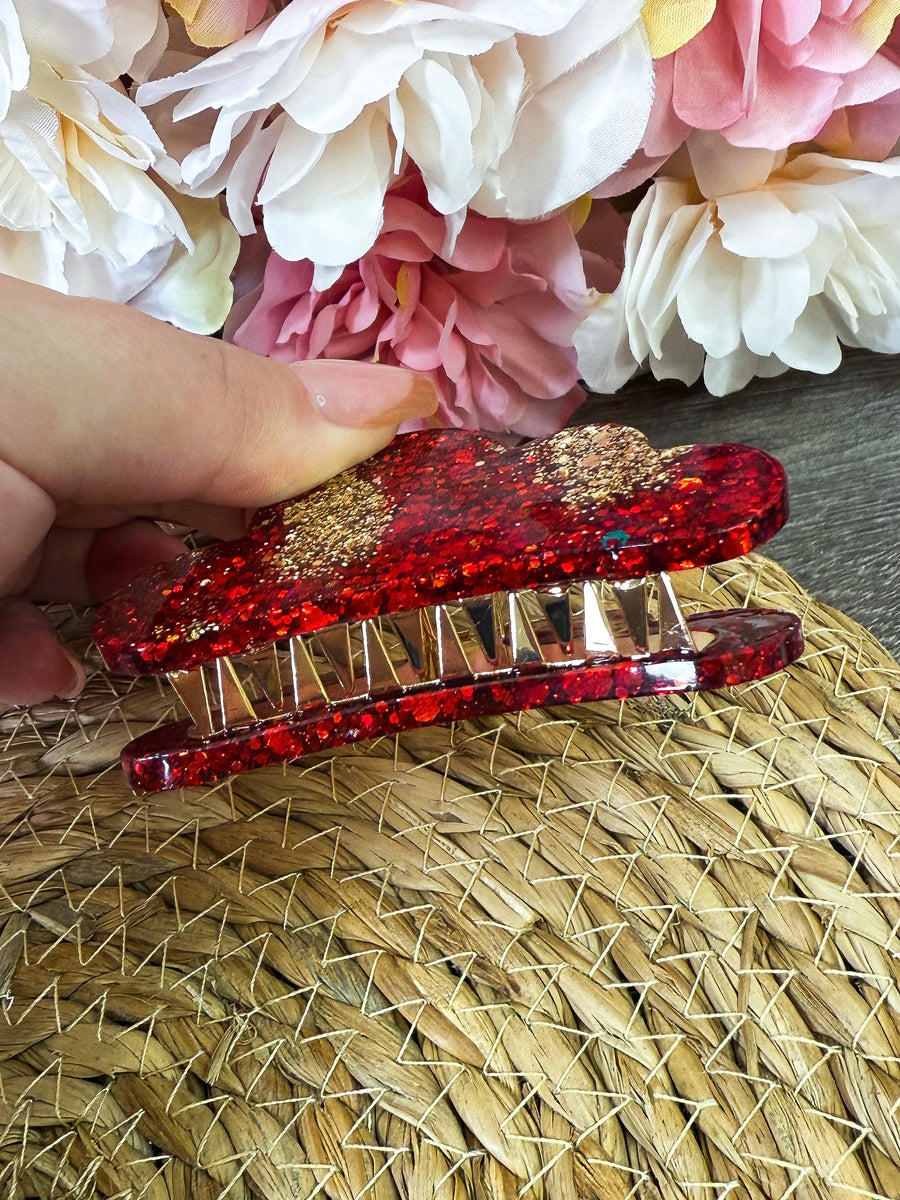 Haarkrebs "Glitzerrot/gold"