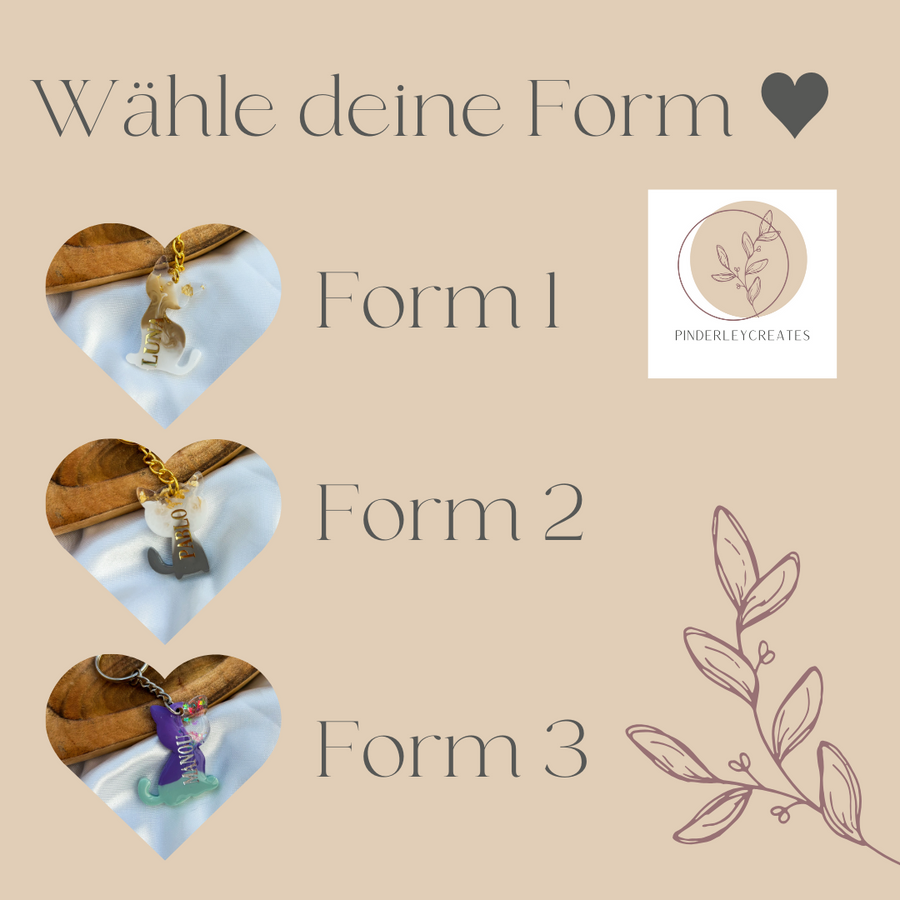 Personalisierter Schlüsselanhänger "Katze"aus Resin