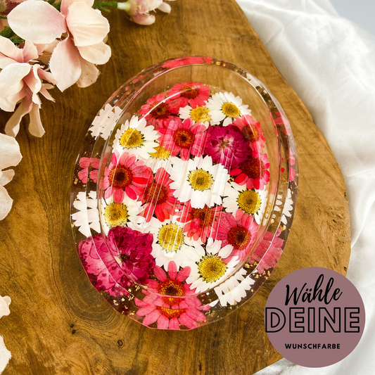 Seifenschale aus Resin mit echten Blüten