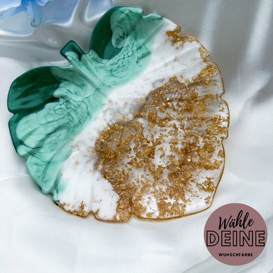 Handgefertigtes Tablett "Blatt" in in deiner Wunschfarbe