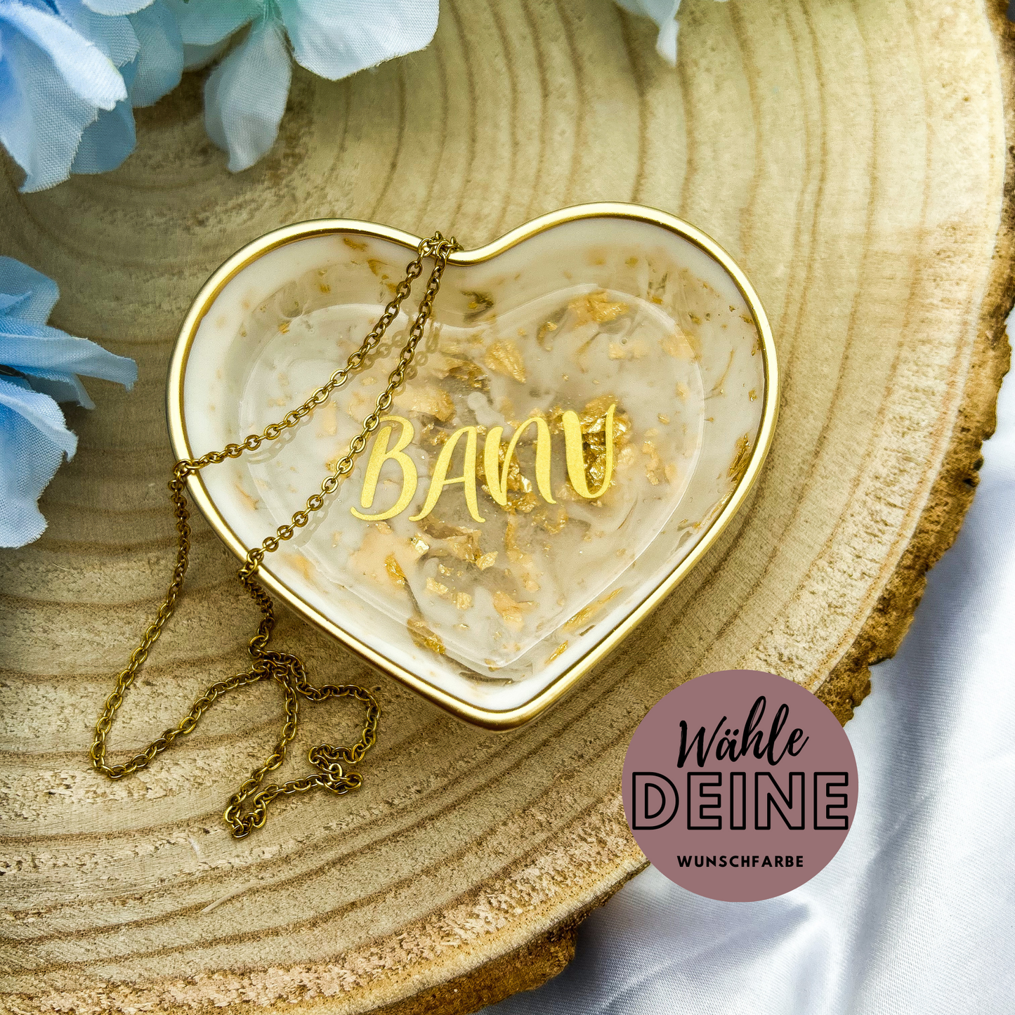 Personalisierte Schmuckschale "Herz" aus Epoxidharz