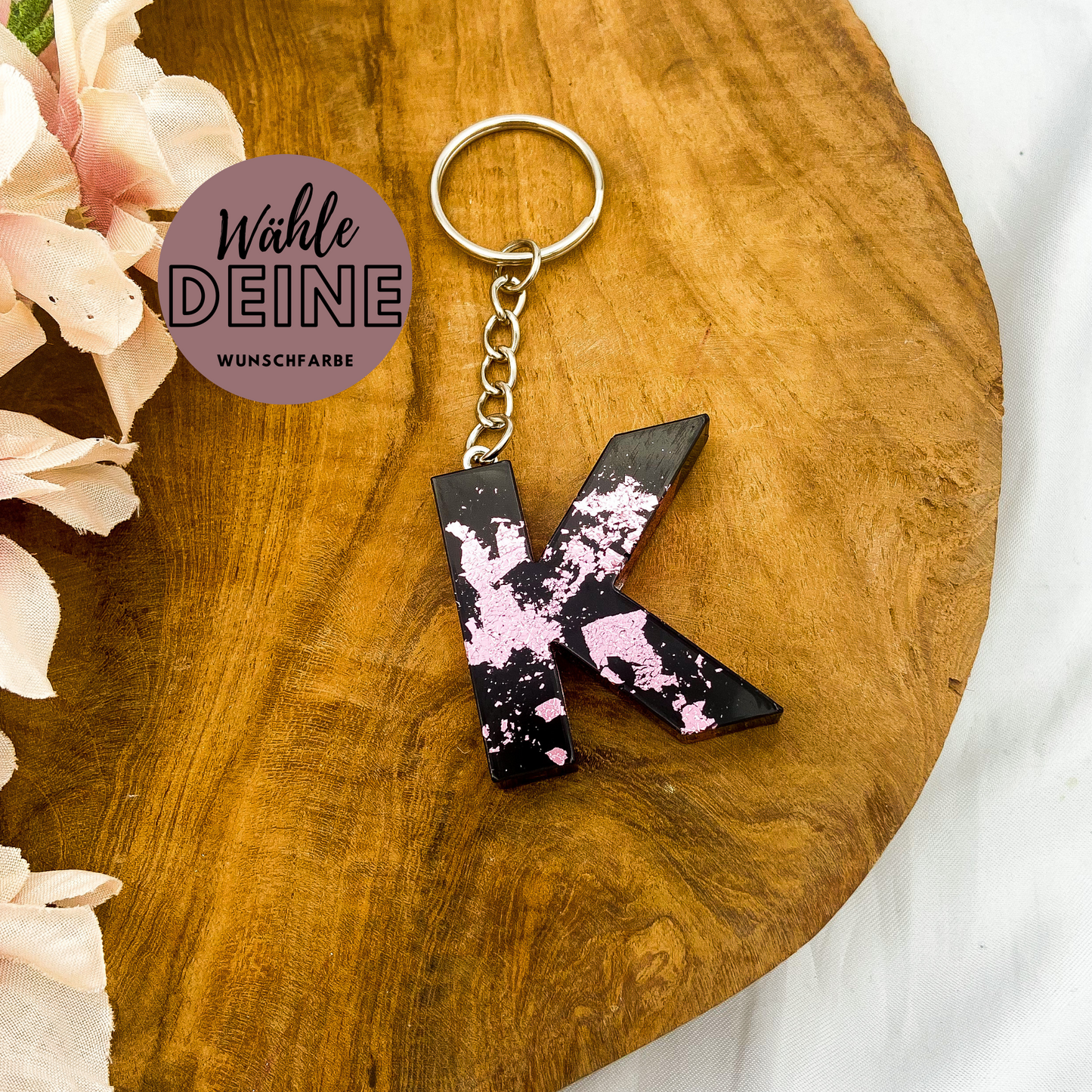 Schlüsselanhänger Buchstaben im Marble-Design