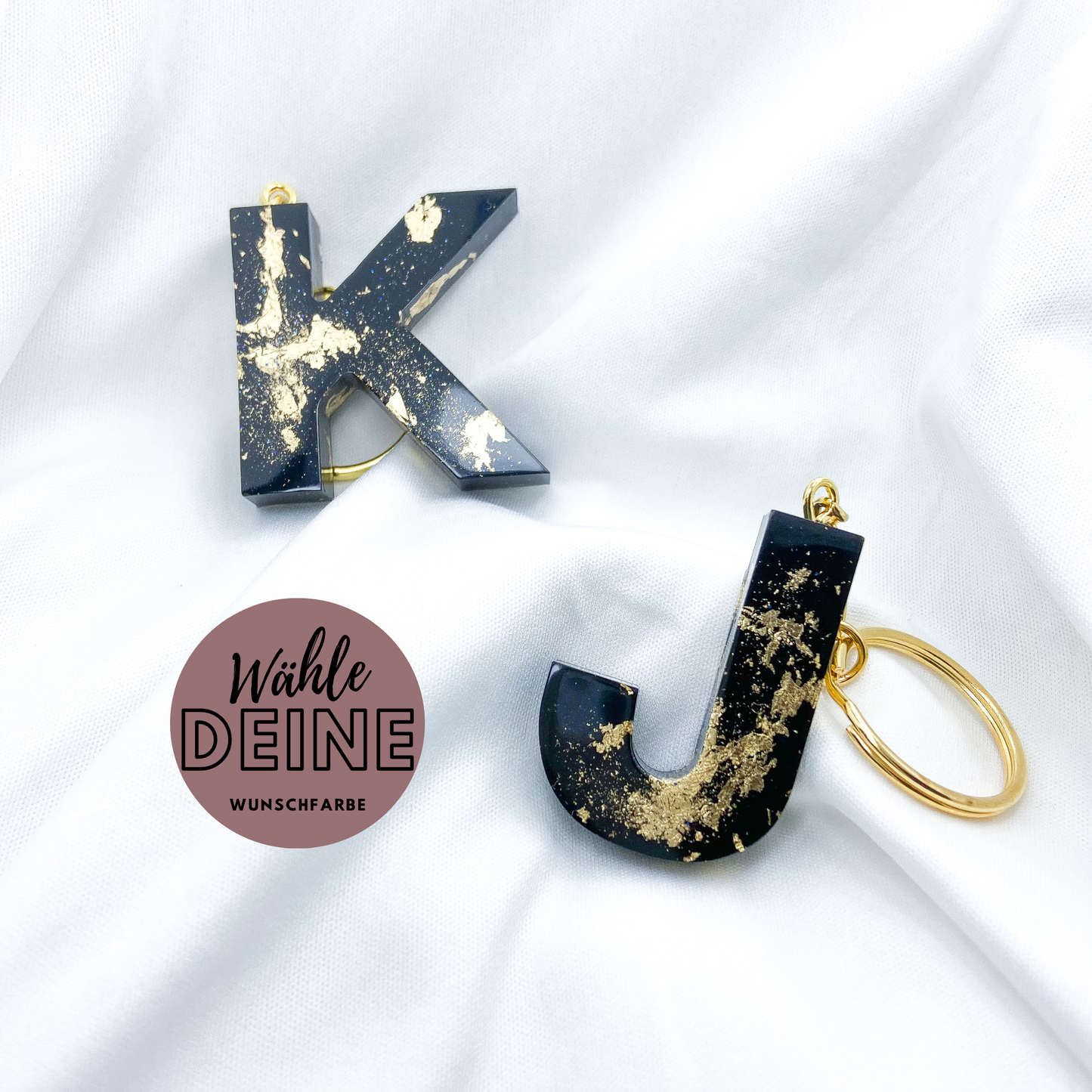 Schlüsselanhänger Buchstaben im Marble-Design
