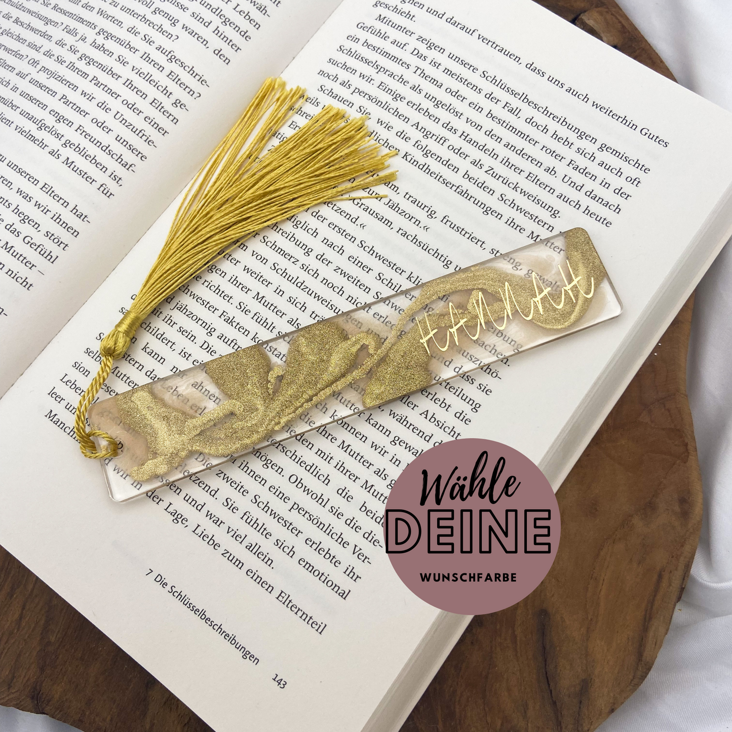 Personalisiertes Lesezeichen in deiner Wunschfarbe