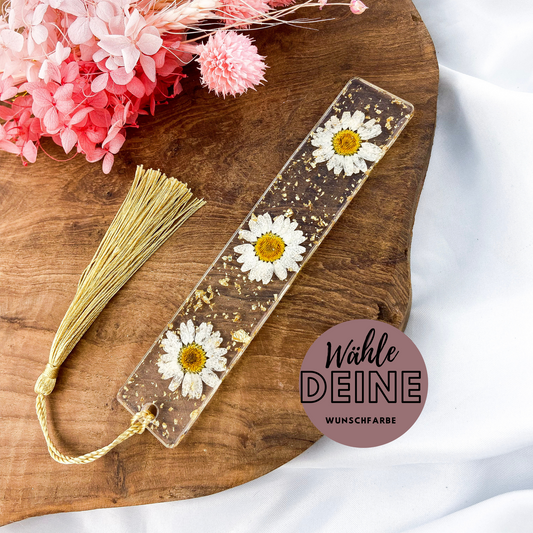 Lesezeichen mit echten Blüten