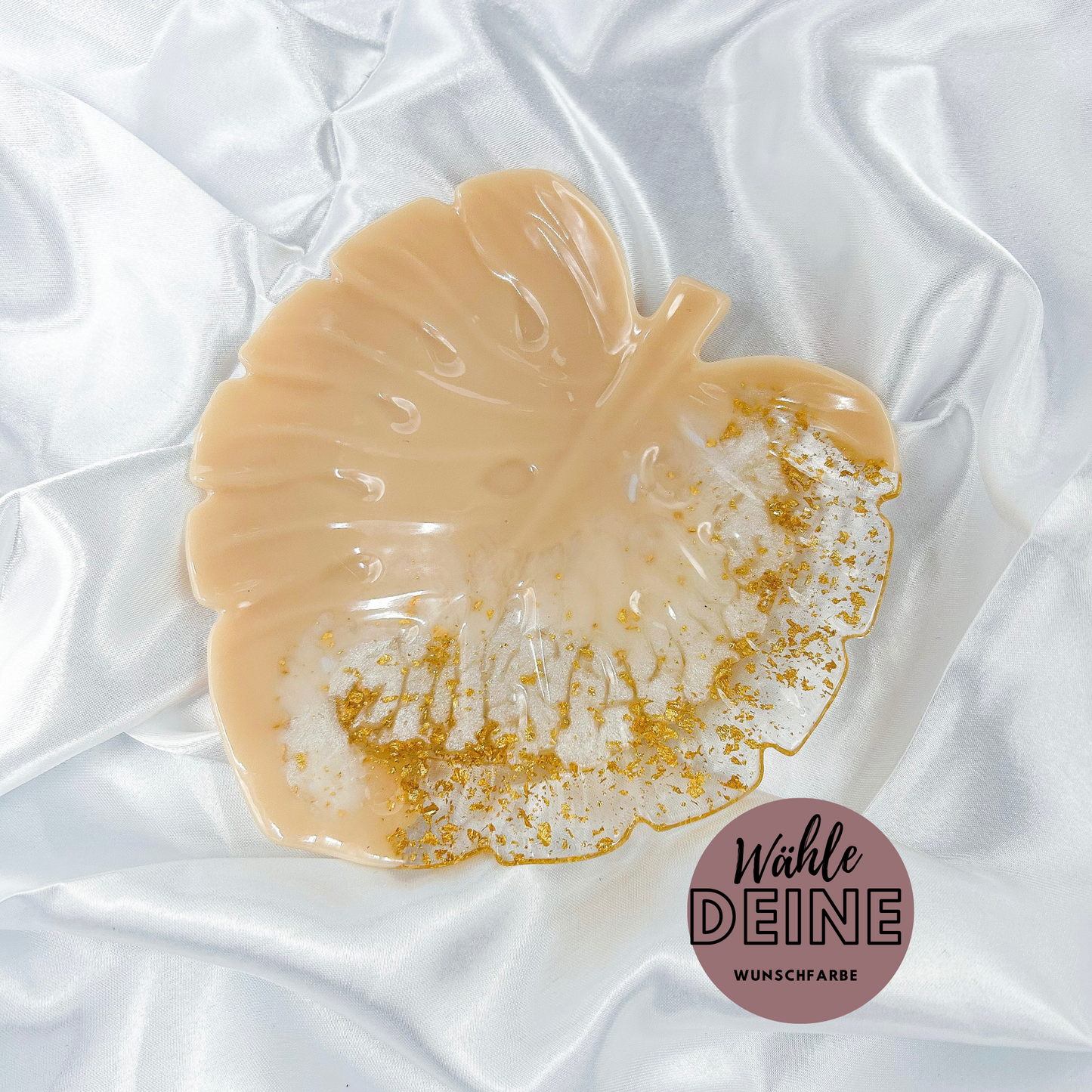 Handgefertigtes Tablett "Blatt" in in deiner Wunschfarbe